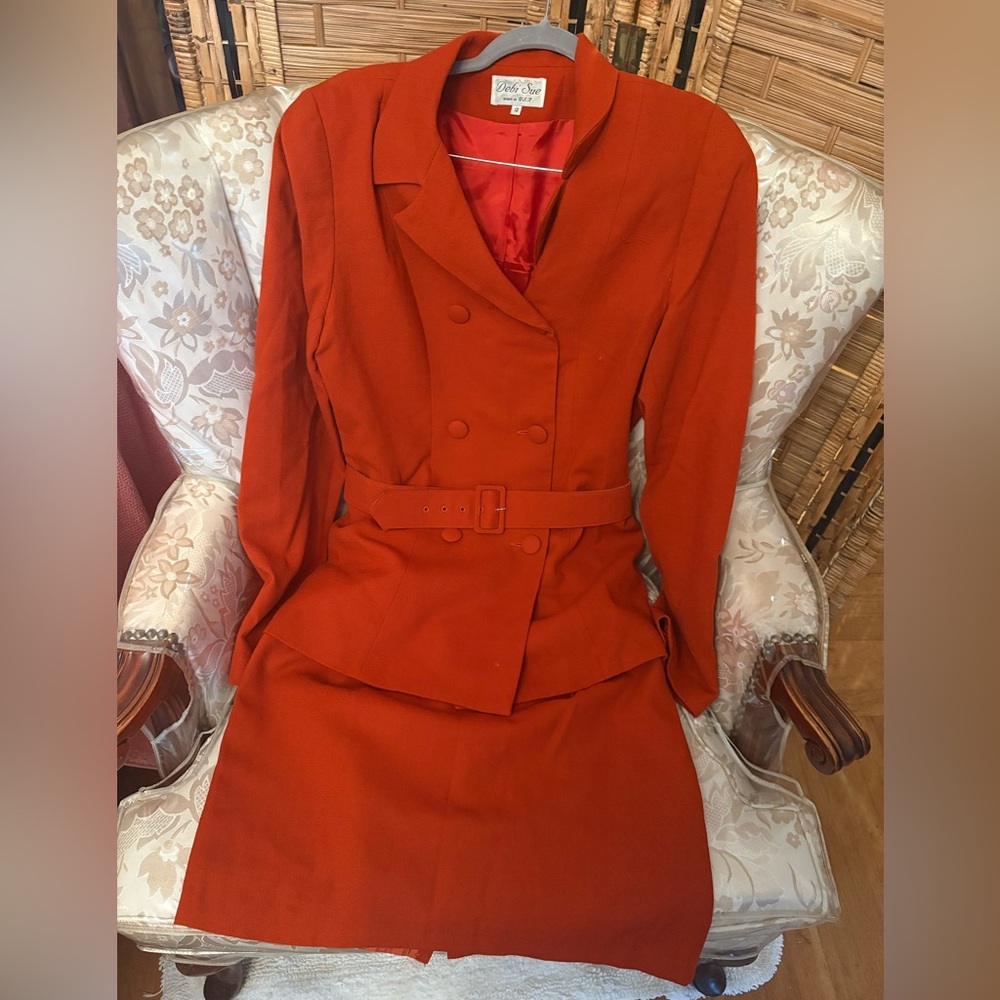 Women's Double-Breasted Orange Suit